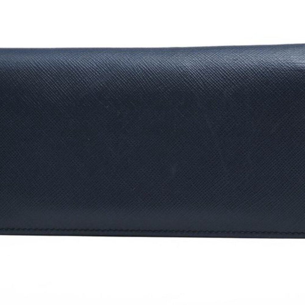 Prada Long Wallet Men Leather Navy Blue 2 Mv836 Portafverticale - Picture 2 of 8